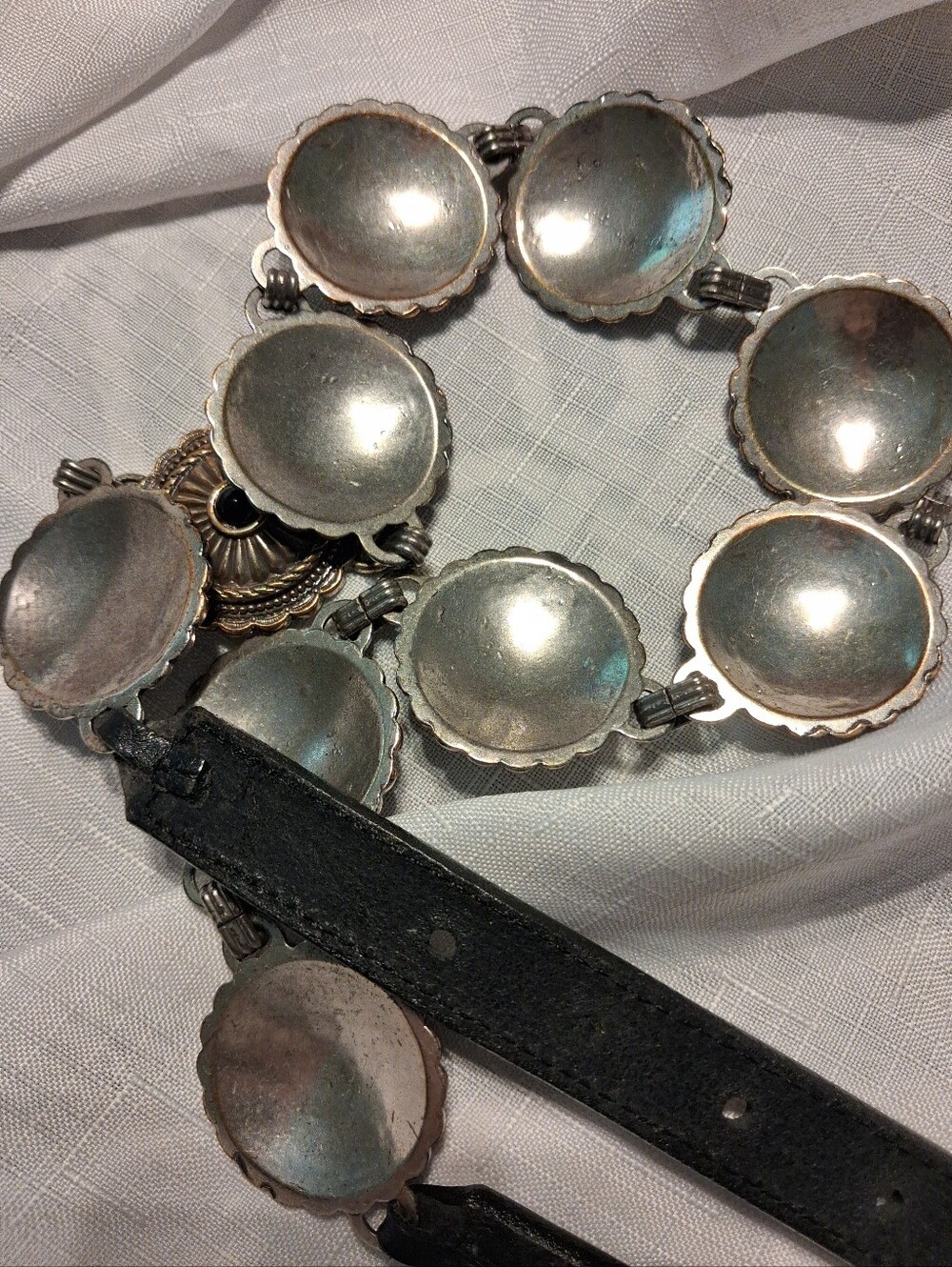 Tony Lama Vintage 1996 Western-Inspired Leather Belt with Silver Conchos - Picture 6 of 9